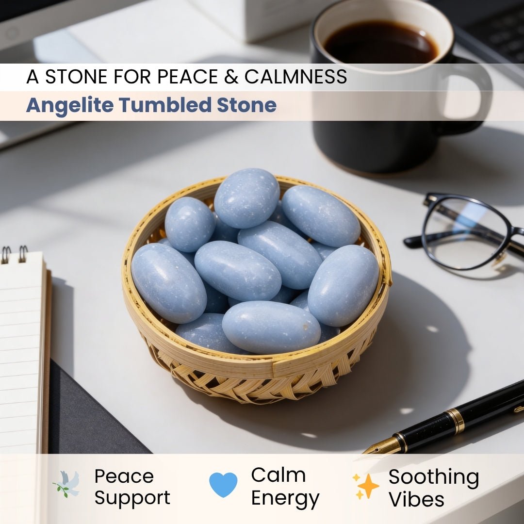 Angelite Tumbled Stone Pebbles - plusvalueindia