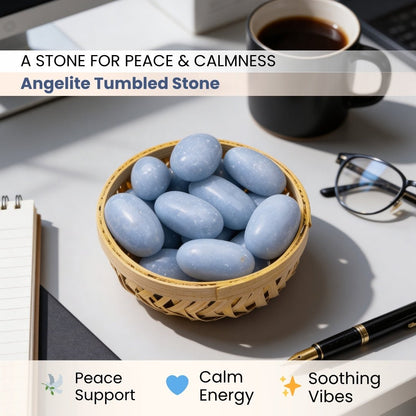Angelite Tumbled Stone Pebbles - plusvalueindia
