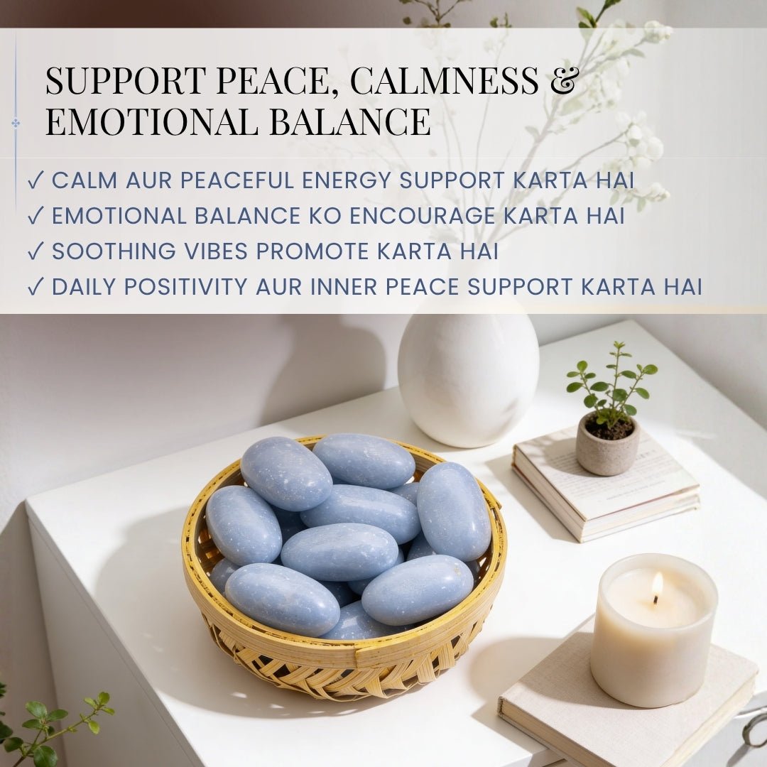 Angelite Tumbled Stone Pebbles - plusvalueindia