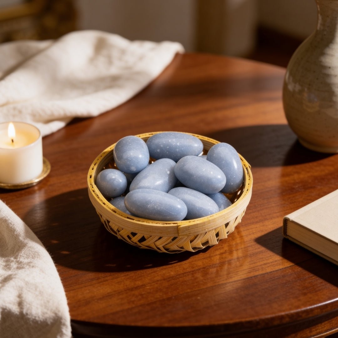Angelite Tumbled Stone Pebbles - plusvalueindia