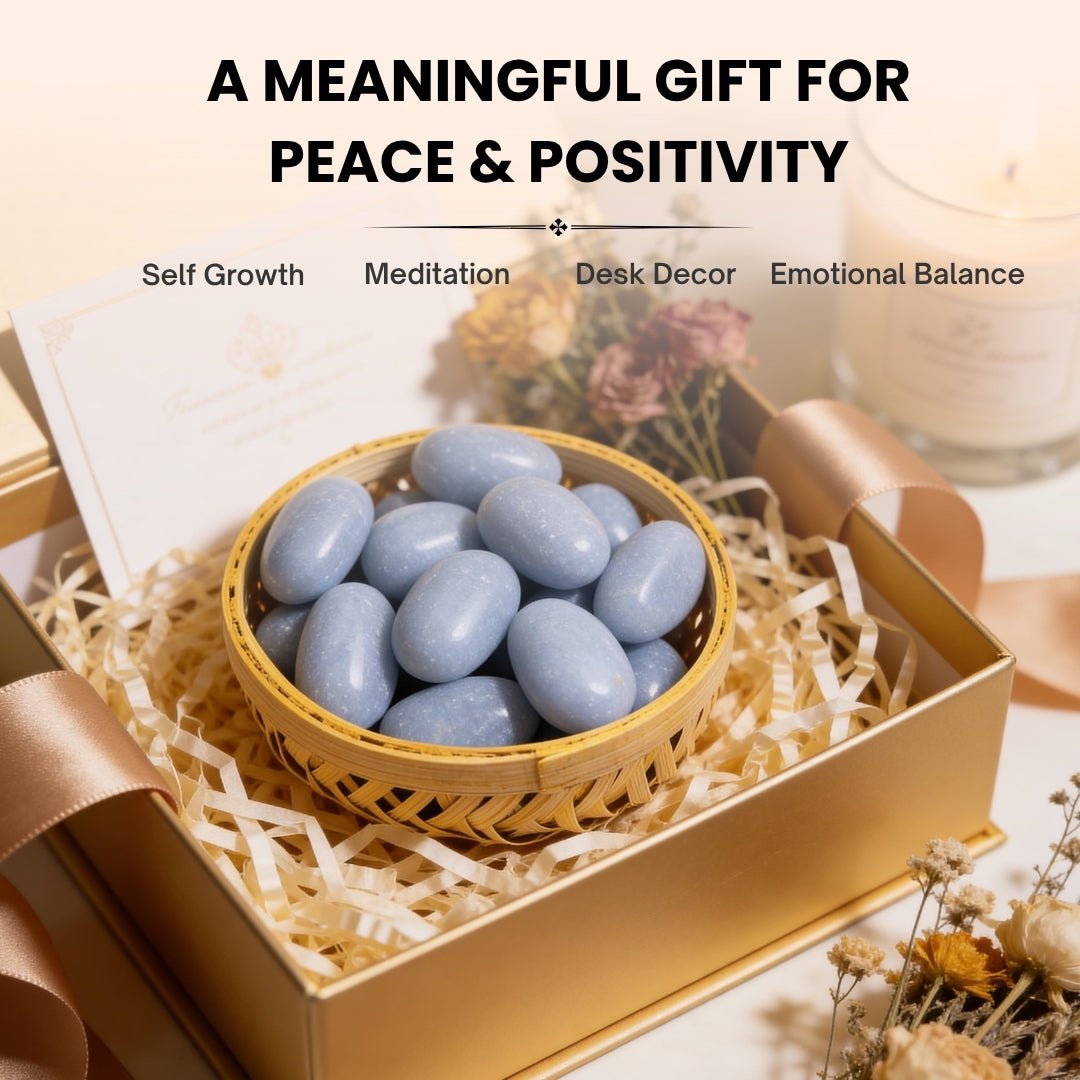 Angelite Tumbled Stone Pebbles - plusvalueindia
