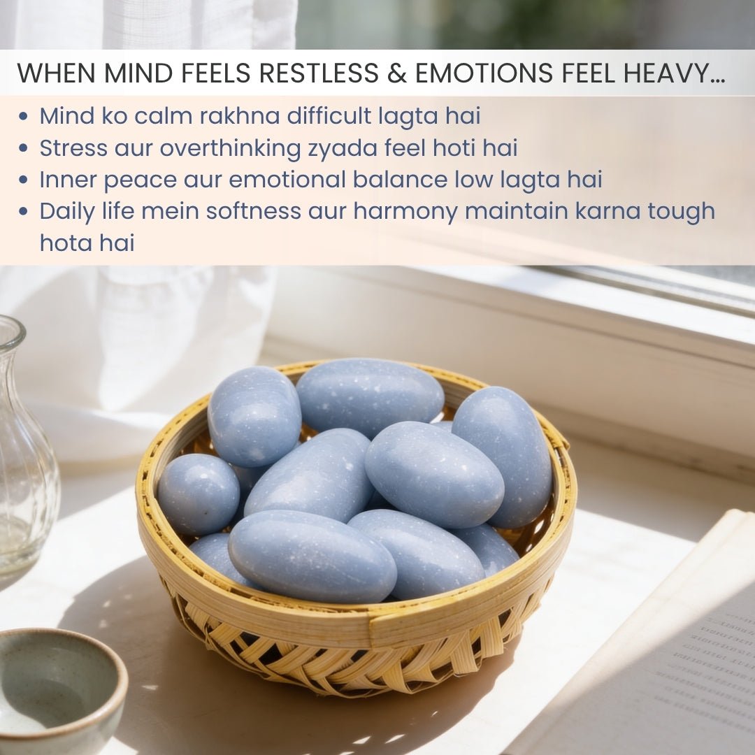 Angelite Tumbled Stone Pebbles - plusvalueindia