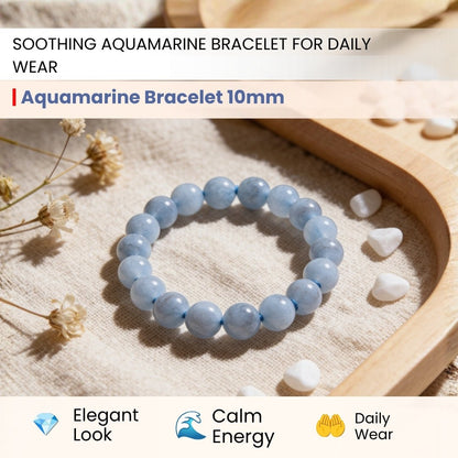 Aquamarine Stone Healing Bracelet for Men & Women for courage - plusvalueindia