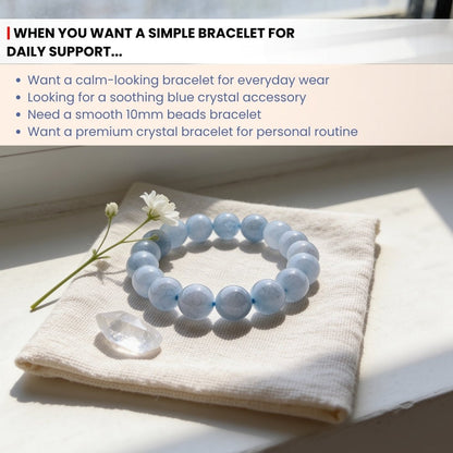 Aquamarine Stone Healing Bracelet for Men & Women for courage - plusvalueindia