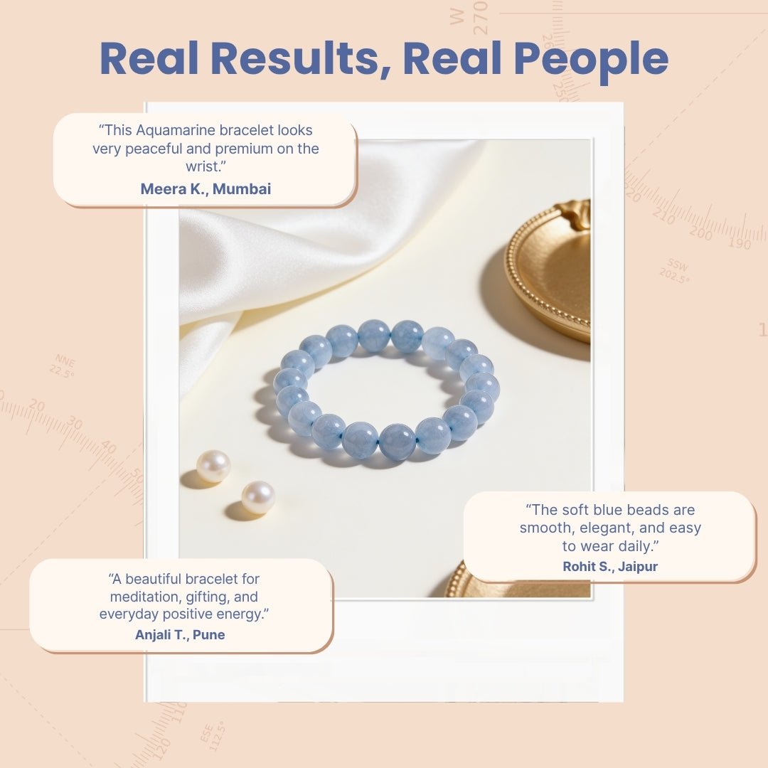Aquamarine Stone Healing Bracelet for Men & Women for courage - plusvalueindia