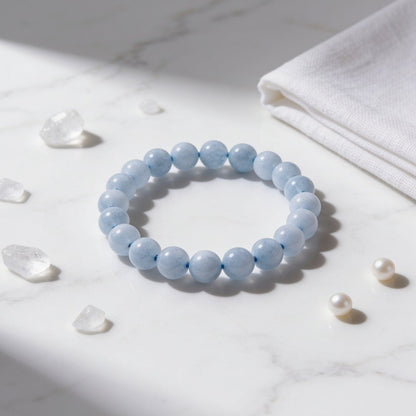 Aquamarine Stone Healing Bracelet for Men & Women for courage - plusvalueindia