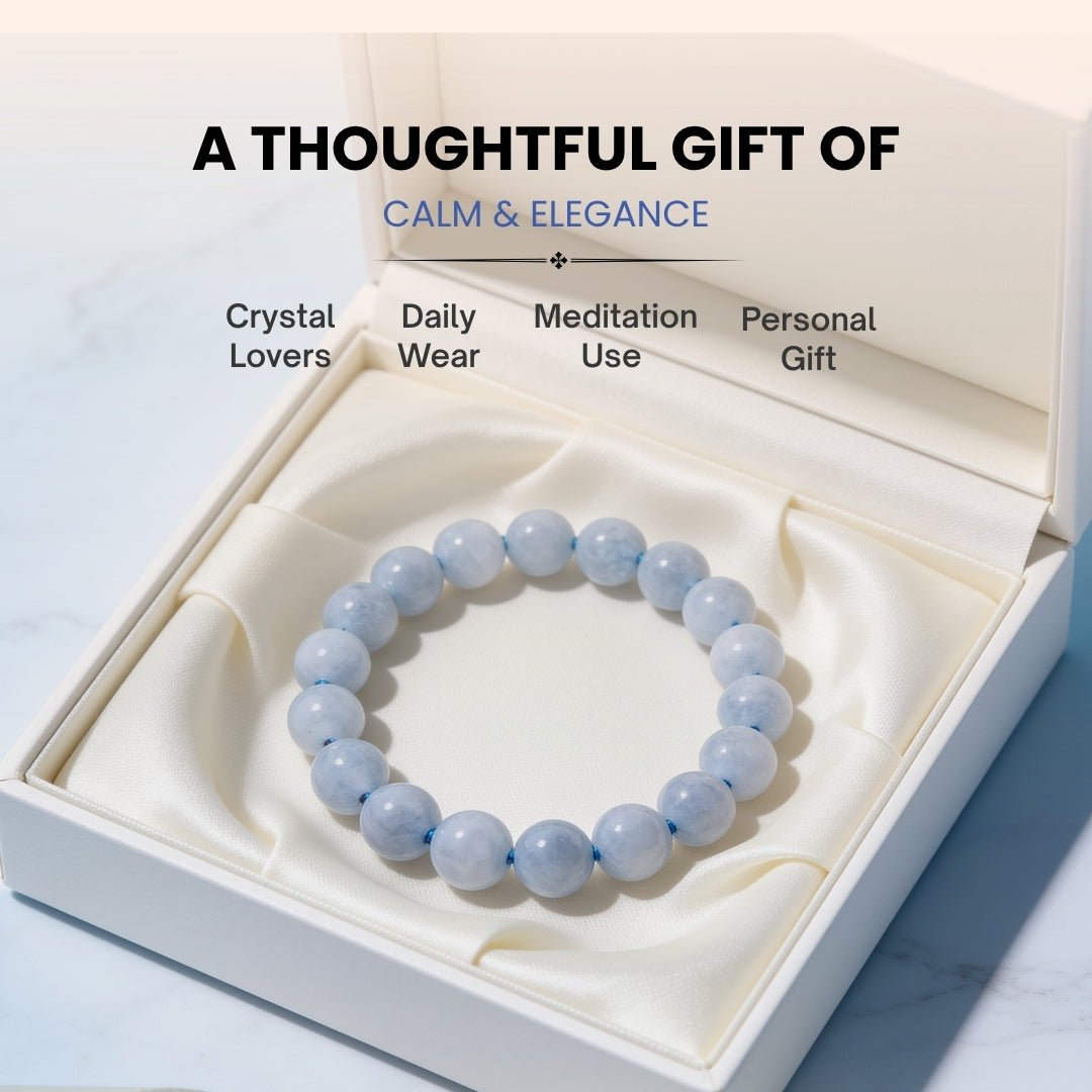 Aquamarine Stone Healing Bracelet for Men & Women for courage - plusvalueindia