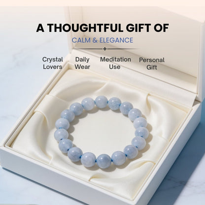 Aquamarine Stone Healing Bracelet for Men & Women for courage - plusvalueindia