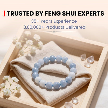 Aquamarine Stone Healing Bracelet for Men & Women for courage - plusvalueindia