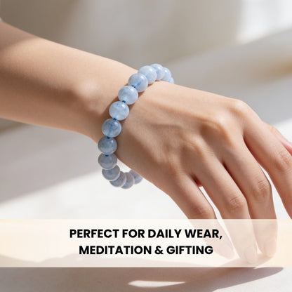 Aquamarine Stone Healing Bracelet for Men & Women for courage - plusvalueindia