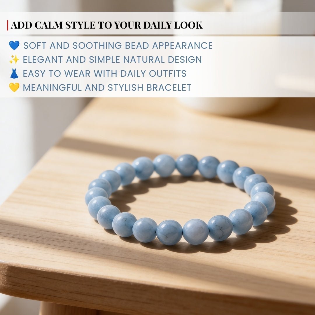 Aquamarine Stone Healing Bracelet for Men & Women for courage - plusvalueindia