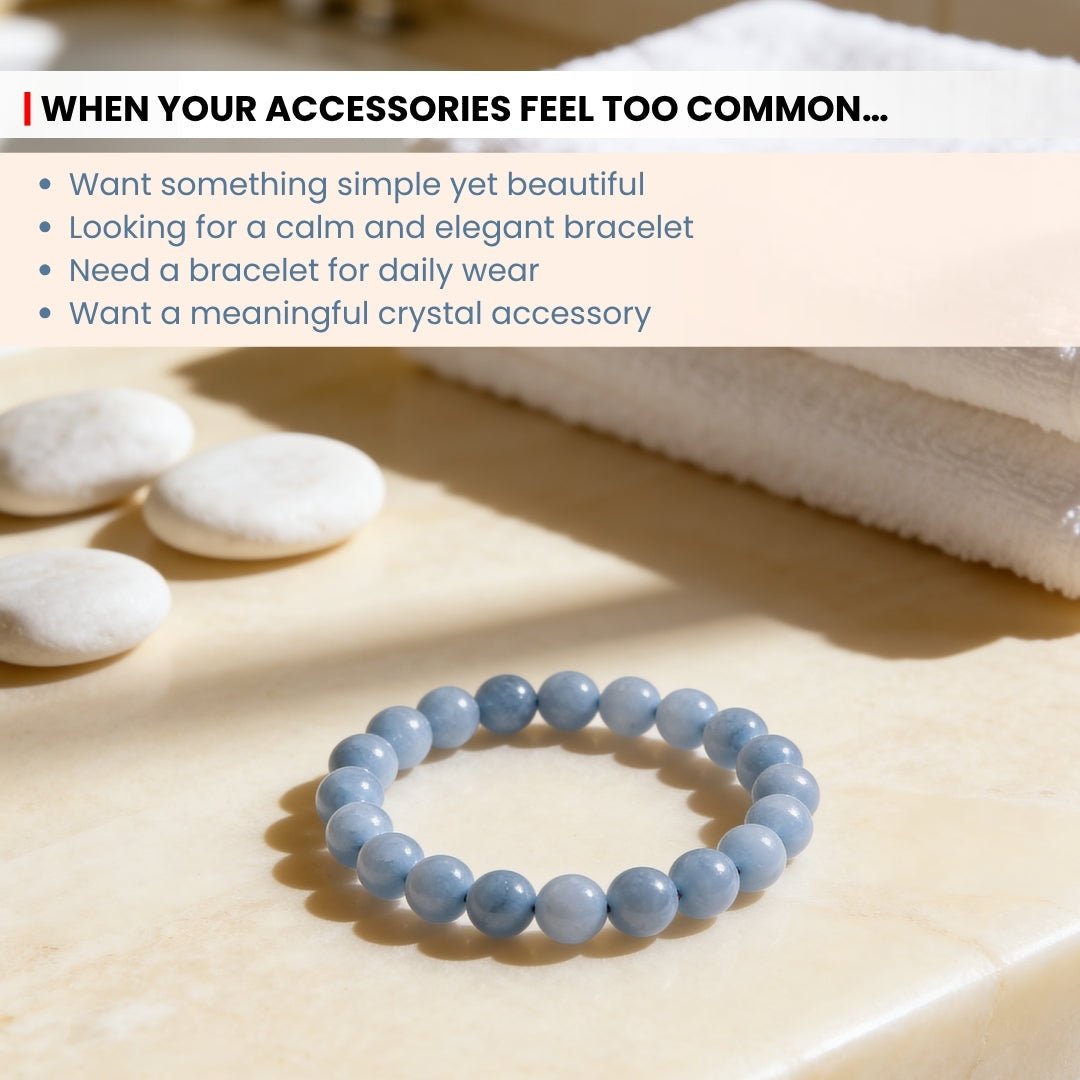 Aquamarine Stone Healing Bracelet for Men & Women for courage - plusvalueindia