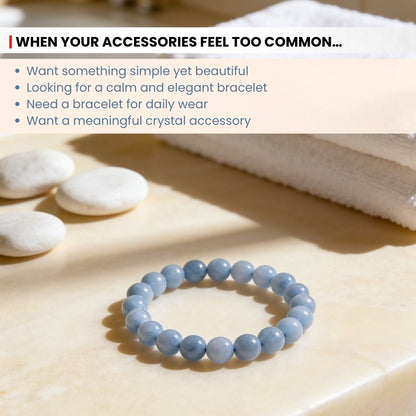 Aquamarine Stone Healing Bracelet for Men & Women for courage - plusvalueindia