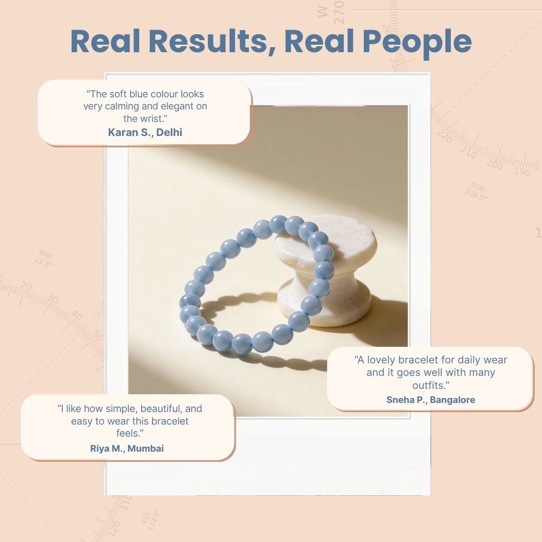 Aquamarine Stone Healing Bracelet for Men & Women for courage - plusvalueindia