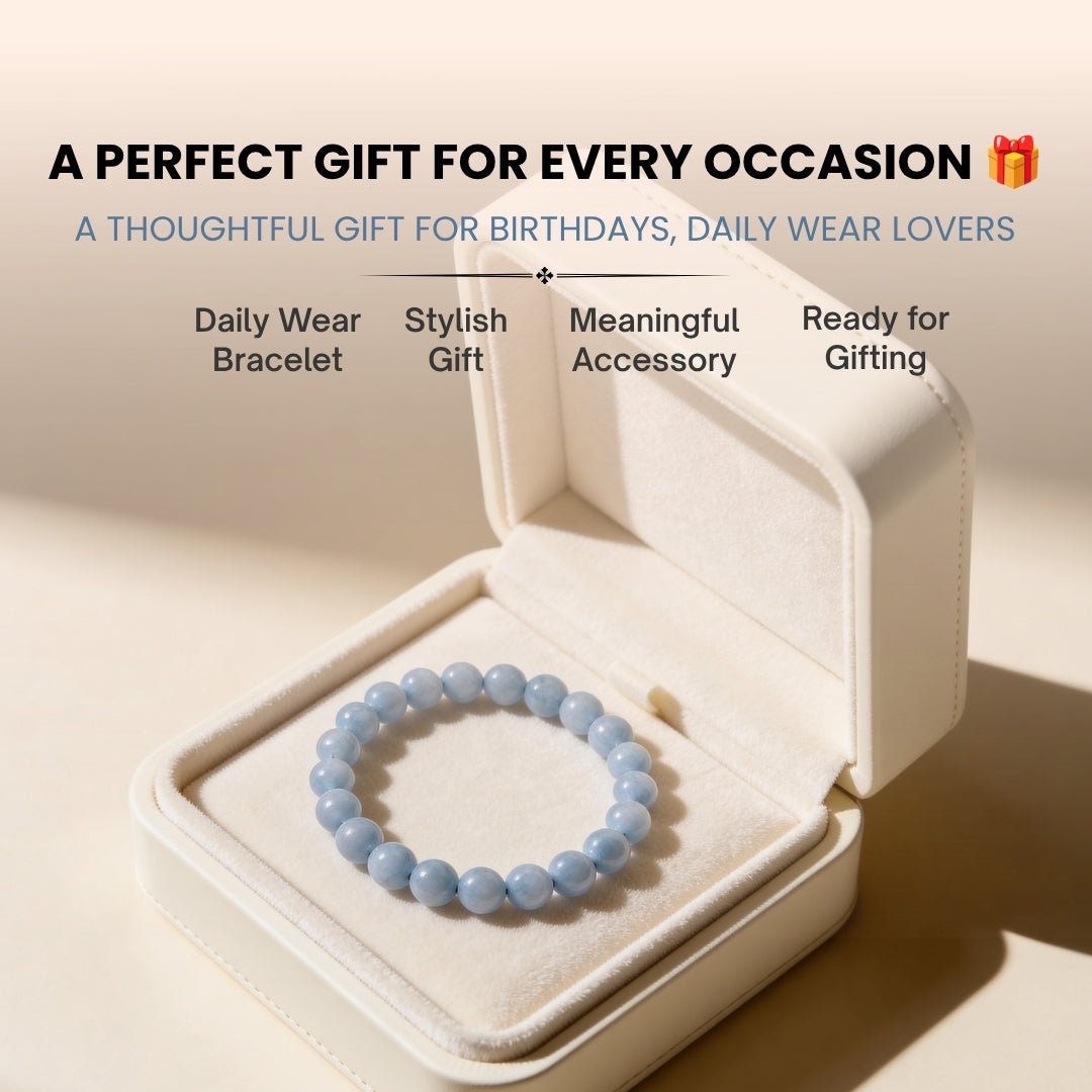 Aquamarine Stone Healing Bracelet for Men & Women for courage - plusvalueindia
