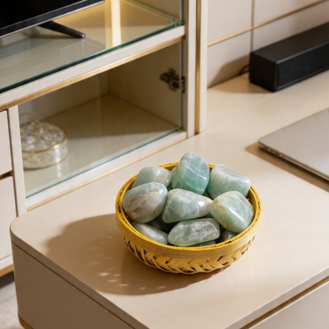 Aquamarine Tumbled Stone Pebbles - plusvalueindia