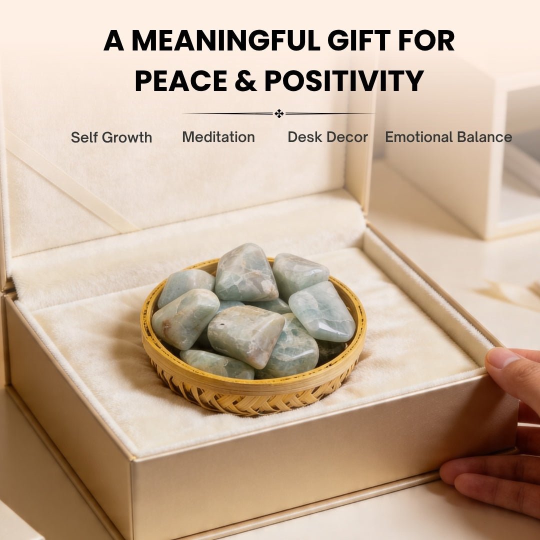 Aquamarine Tumbled Stone Pebbles - plusvalueindia