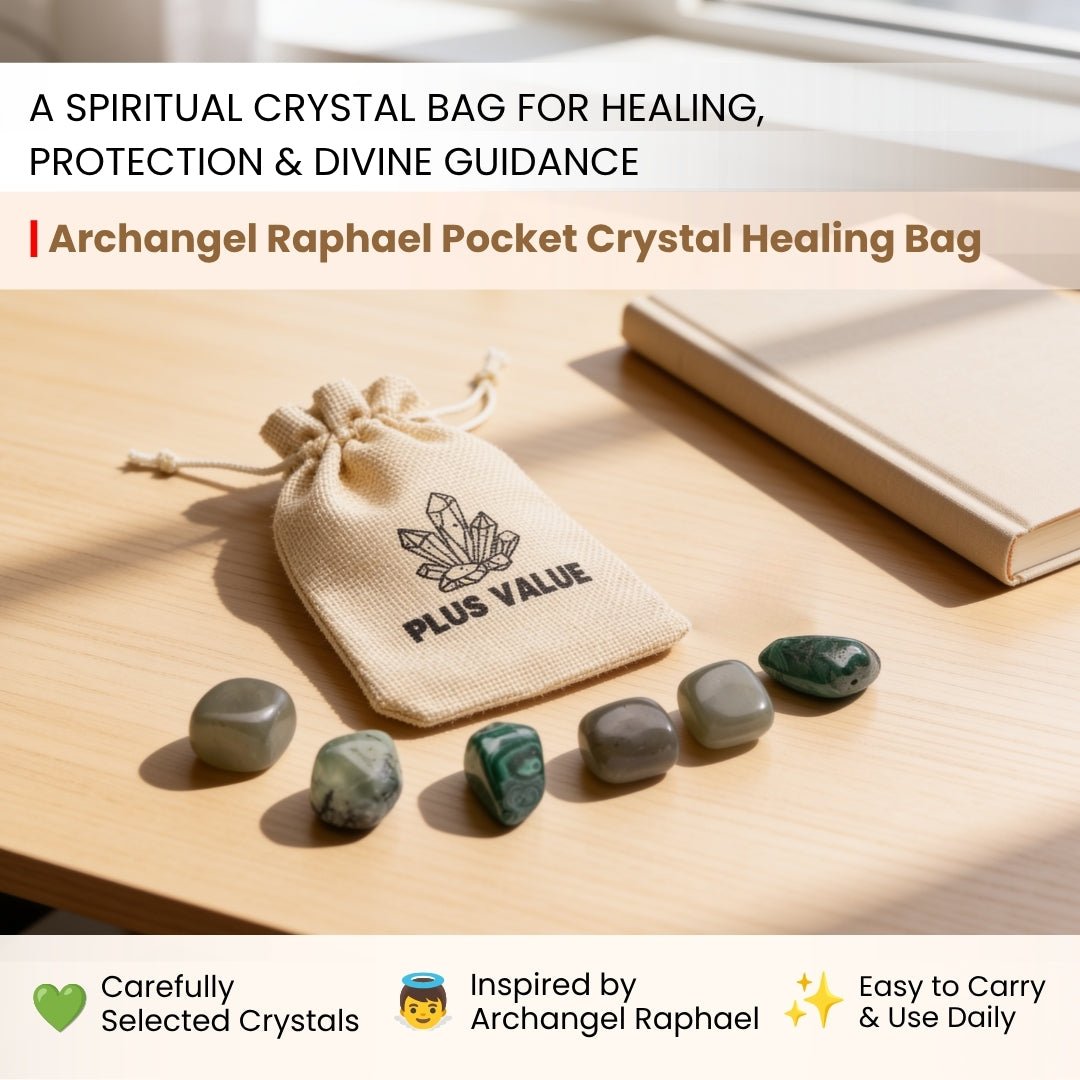 two green aventurine stones from the Archangel Raphael crystal set
