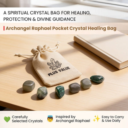 two green aventurine stones from the Archangel Raphael crystal set