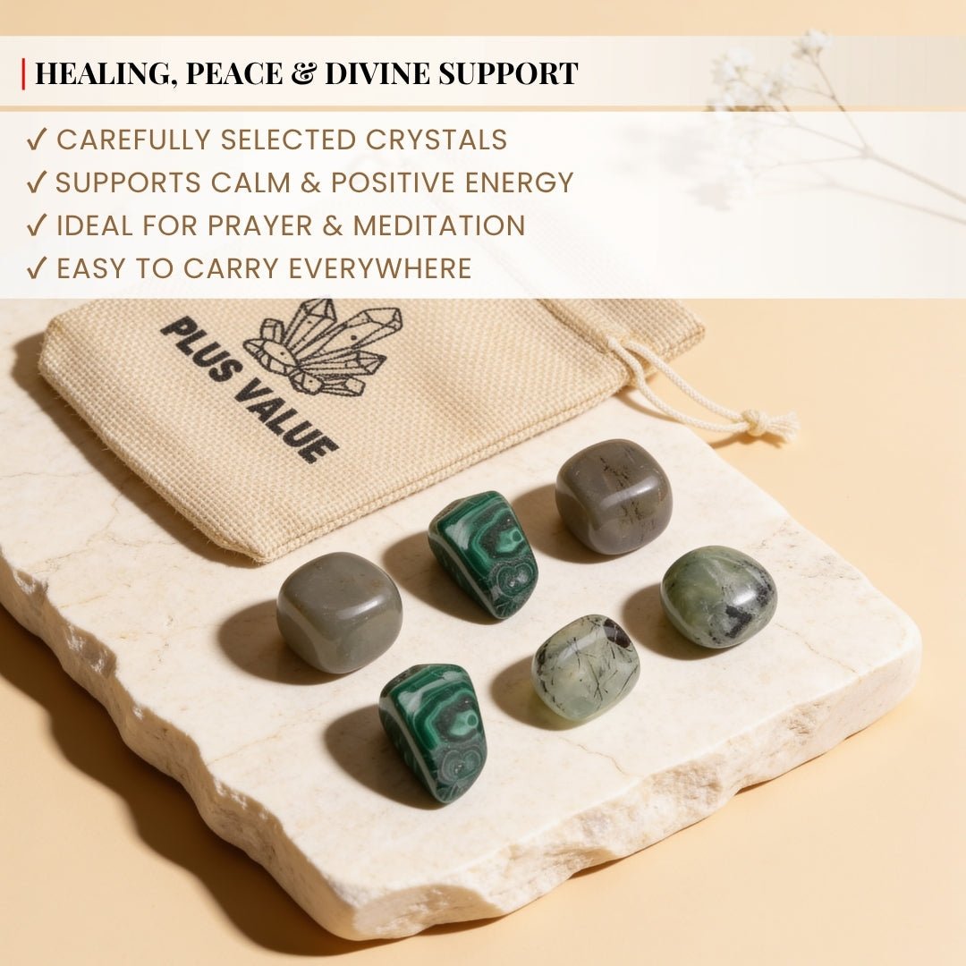 two prehnite stones from the Archangel Raphael crystal set