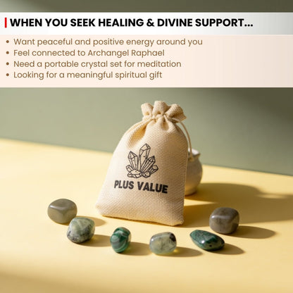 two malachite stones included in the Archangel Raphael pocket crystal bag