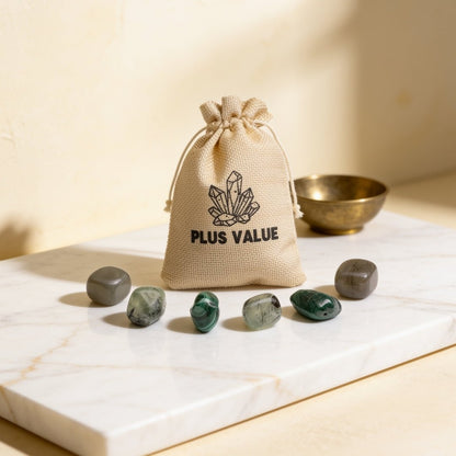 Archangel Raphael pocket crystal bag with six natural tumbled stones
