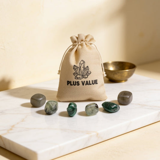 Archangel Raphael pocket crystal bag with six natural tumbled stones