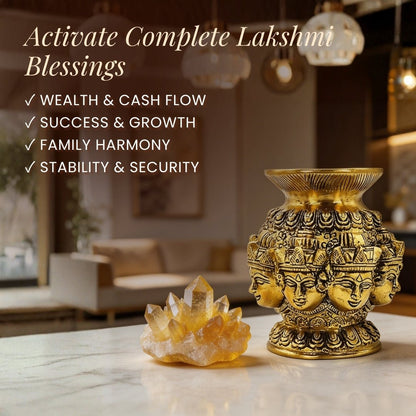 Astha Lakshmi Pot in Brass with Citrine Financial in brass finish, made in India