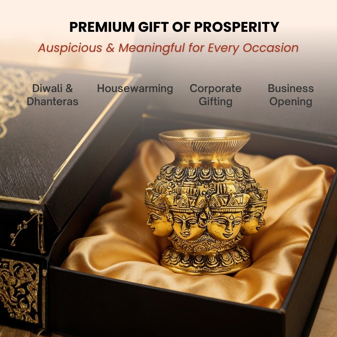 Astha Lakshmi Pot in Brass with Citrine Financial for career growth & success