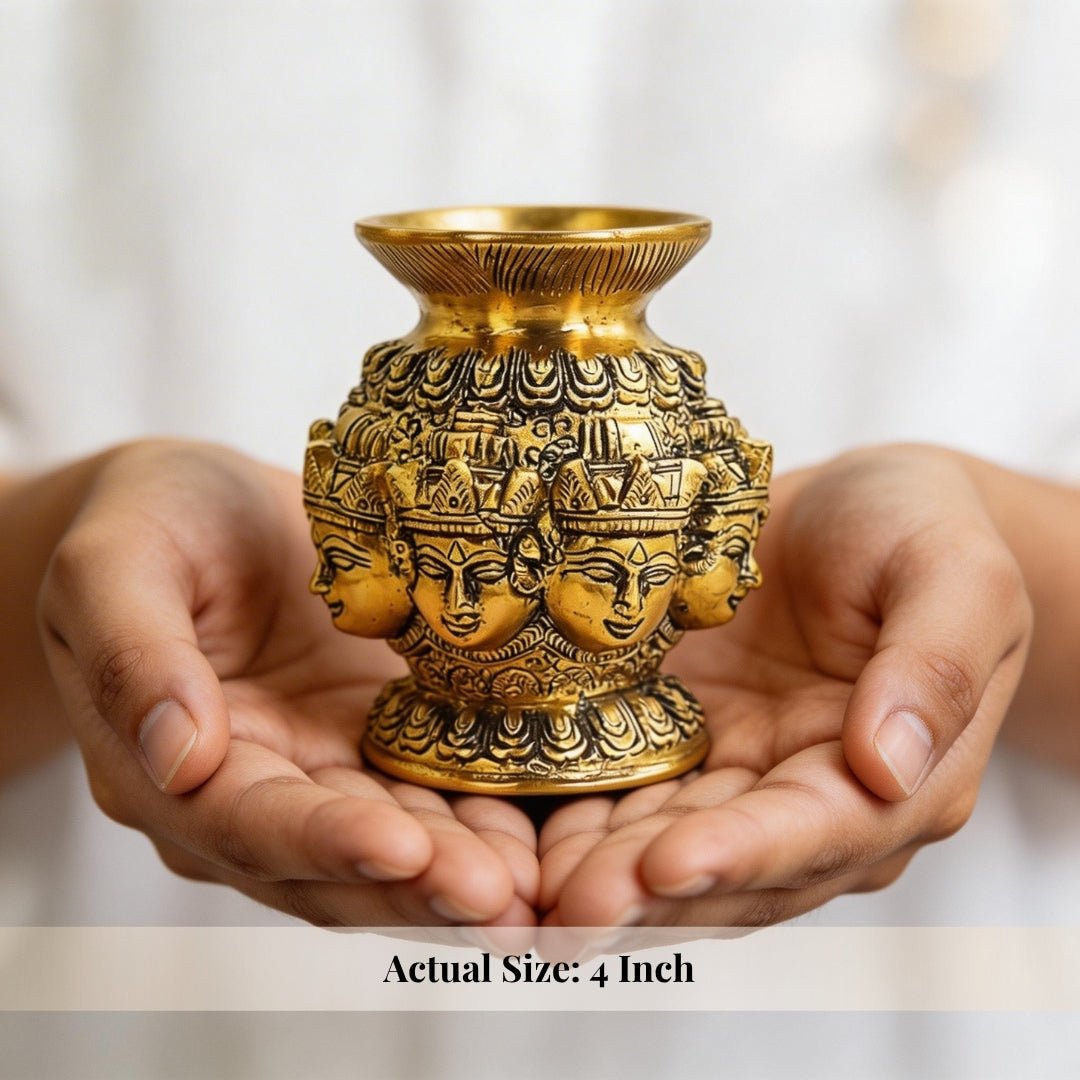 Astha Lakshmi Pot in Brass with Citrine Financial, energised before dispatch by Plus Value India