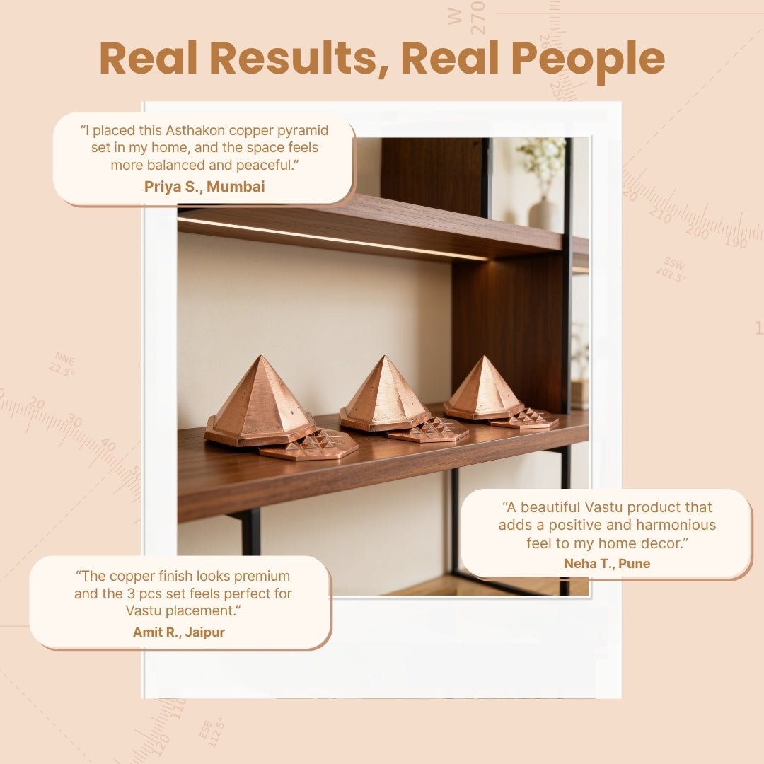 Asthakon Octagonal Copper Pyramid Brahmasthan Center Home House Plot Bungalow - plusvalueindia