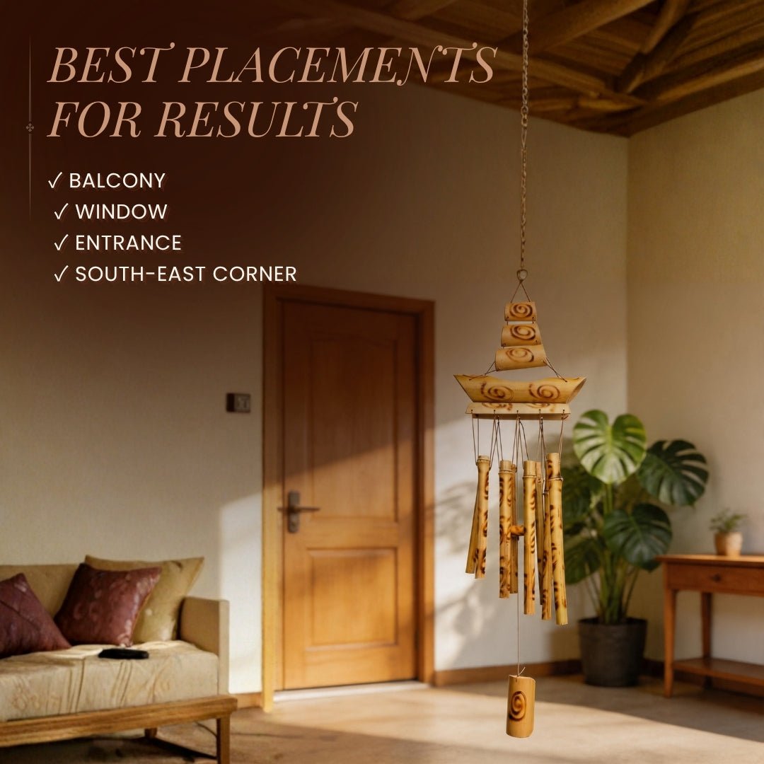 Bamboo Wind Chime for Vastu - Feng Shui Wooden Chime for Positive Energy, Home & Office Balcony - plusvalueindia