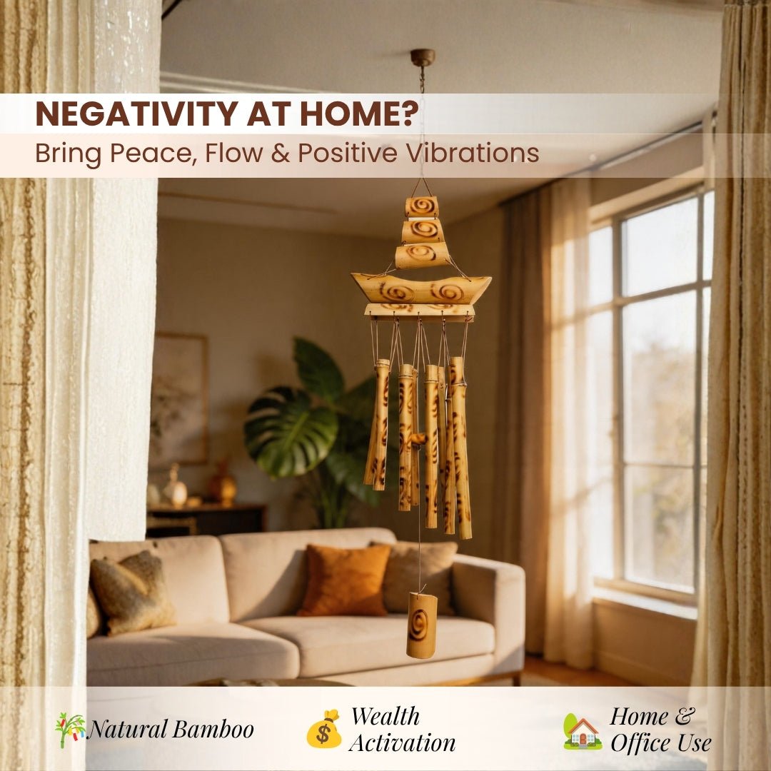 Bamboo Wind Chime for Vastu - Feng Shui Wooden Chime for Positive Energy, Home & Office Balcony - plusvalueindia