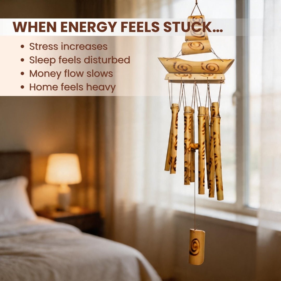 Bamboo Wind Chime for Vastu - Feng Shui Wooden Chime for Positive Energy, Home & Office Balcony - plusvalueindia
