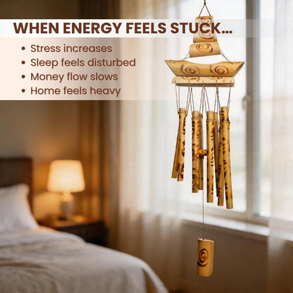 Bamboo Wind Chime for Vastu - Feng Shui Wooden Chime for Positive Energy, Home & Office Balcony - plusvalueindia