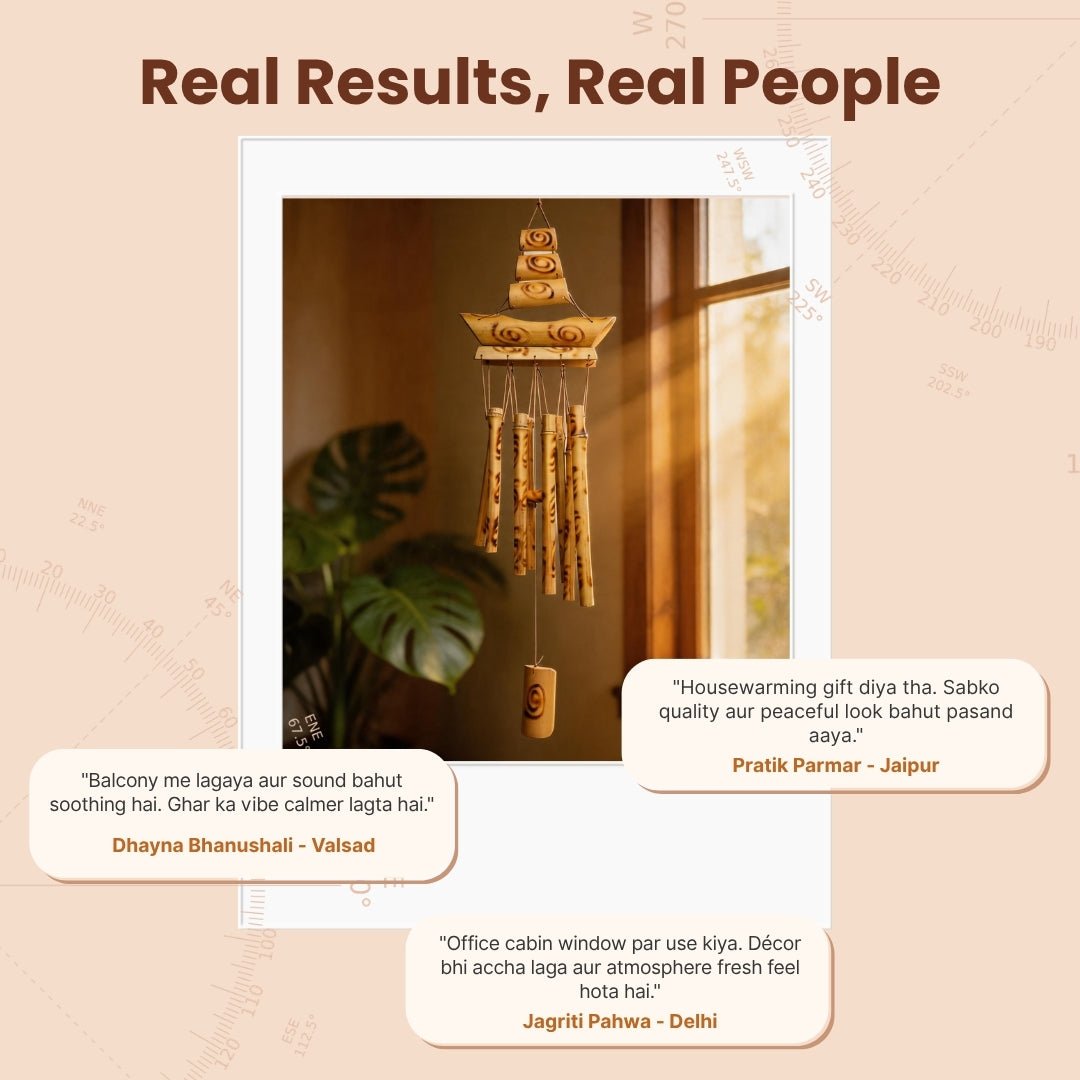 Bamboo Wind Chime for Vastu - Feng Shui Wooden Chime for Positive Energy, Home & Office Balcony - plusvalueindia