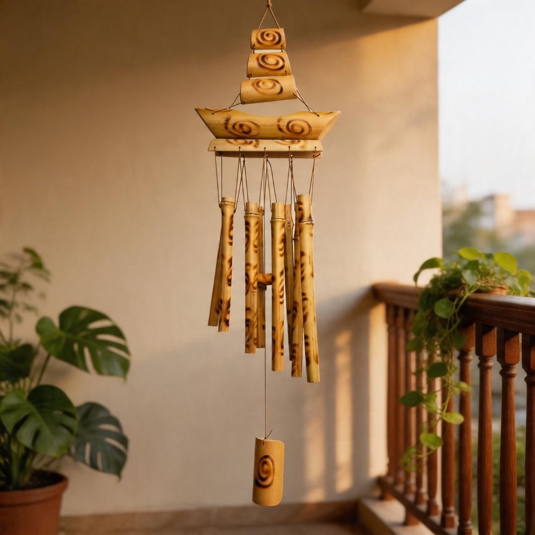 Bamboo Wind Chime for Vastu - Feng Shui Wooden Chime for Positive Energy, Home & Office Balcony - plusvalueindia