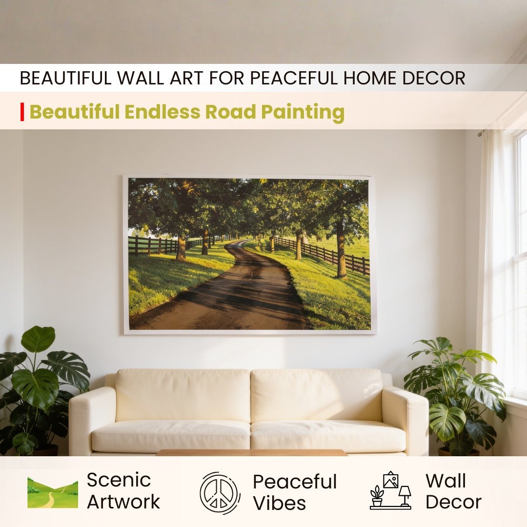 Endless Road Painting - Vastu & Feng Shui Canvas Print for Harmonious Home Décor - plusvalueindia