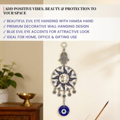 Beautiful Evil Eye Hanging with Hamsa, made in India by Plus Value