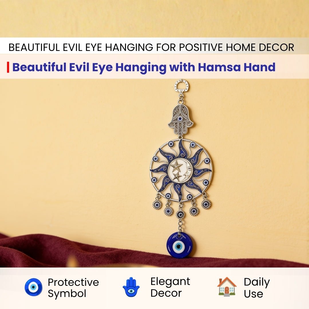 Beautiful Evil Eye Hanging with Hamsa, Vastu product for home and office