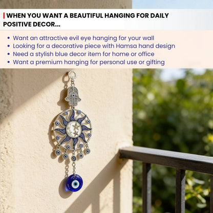 Beautiful Evil Eye Hanging with Hamsa, traditional Vastu remedy for the home
