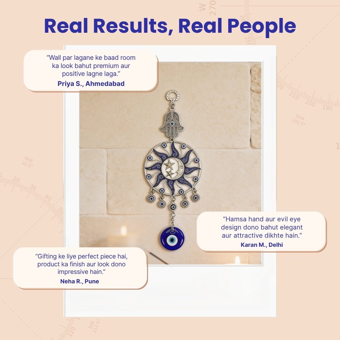 Beautiful Evil Eye Hanging with Hamsa, product view 1