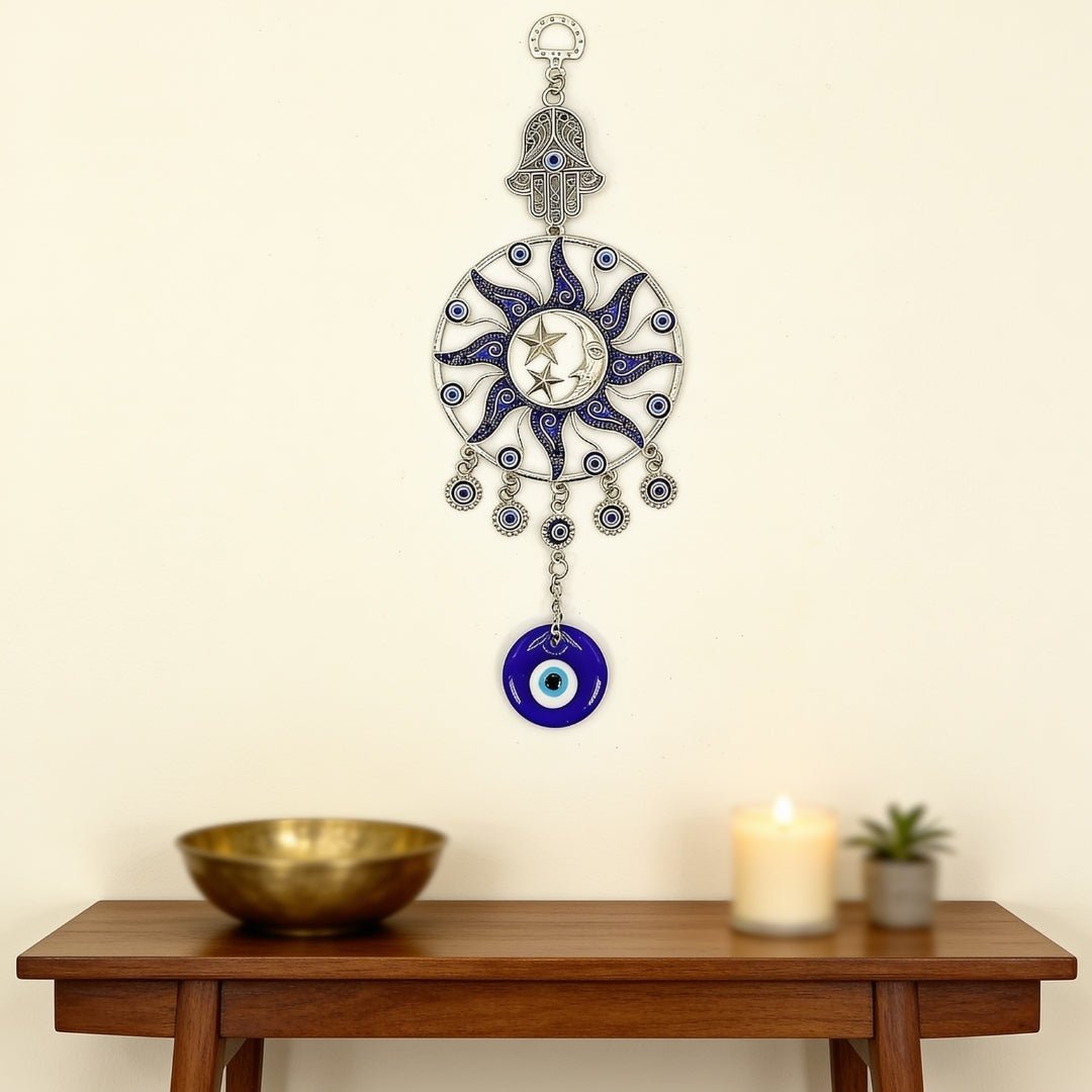 Beautiful Evil Eye Hanging with Hamsa for positive energy & good luck