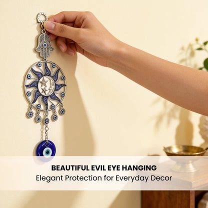 Beautiful Evil Eye Hanging with Hamsa, energised before dispatch by Plus Value India