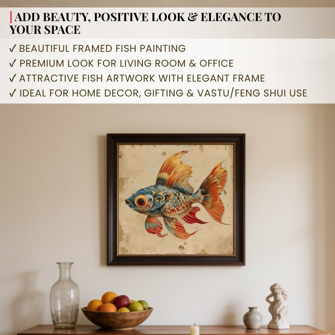 Beautiful Fish Painting on Canvas – Vastu & Feng Shui Canvas Print & Framed - plusvalueindia