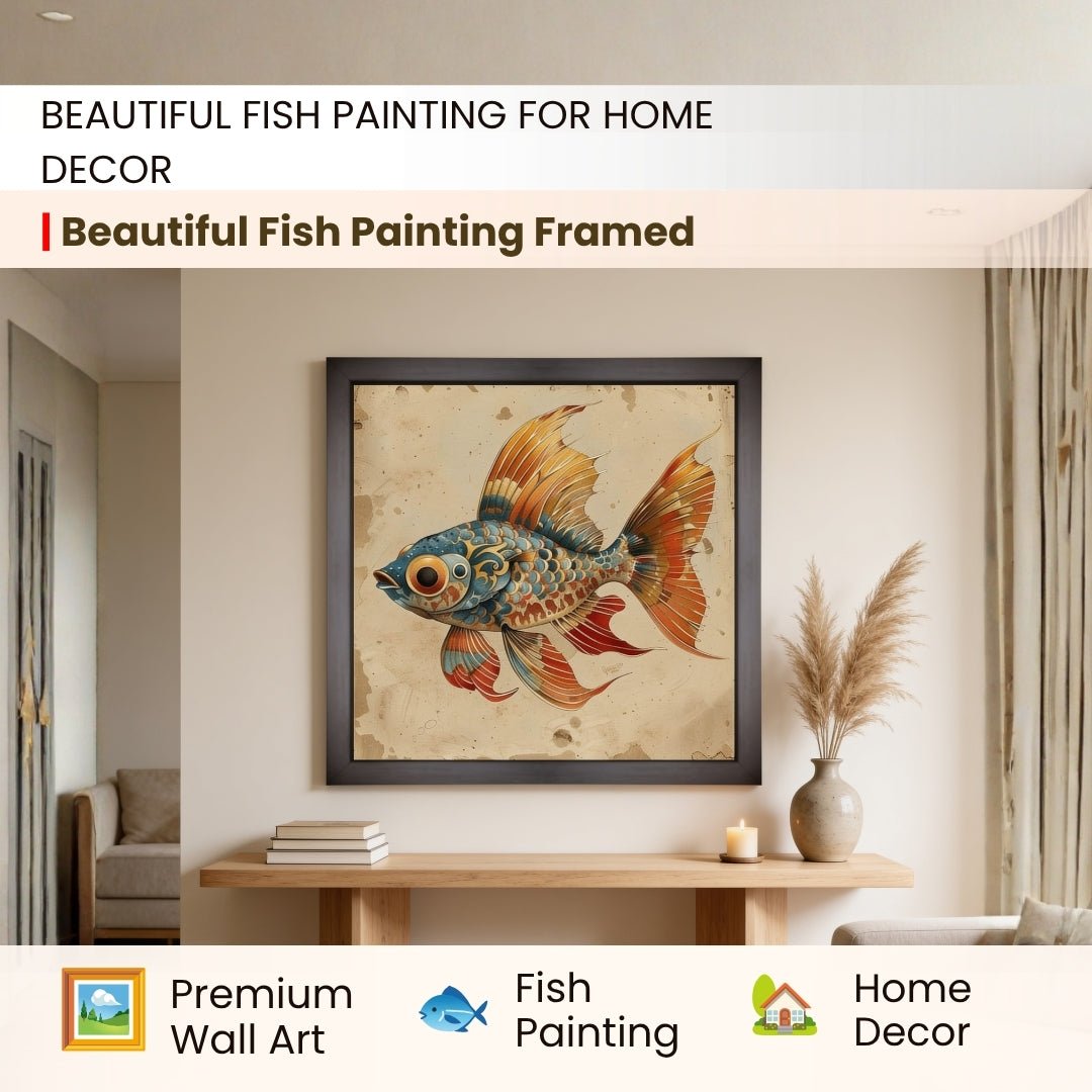 Beautiful Fish Painting on Canvas – Vastu & Feng Shui Canvas Print & Framed - plusvalueindia