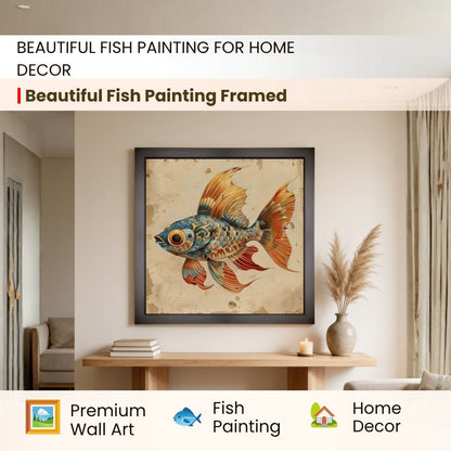Beautiful Fish Painting on Canvas – Vastu & Feng Shui Canvas Print & Framed - plusvalueindia