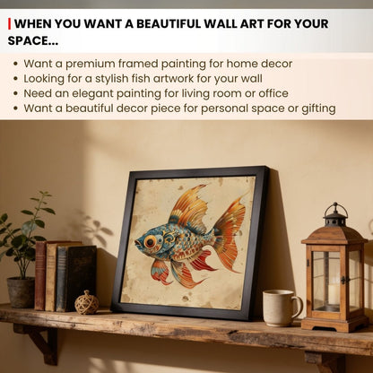 Beautiful Fish Painting on Canvas – Vastu & Feng Shui Canvas Print & Framed - plusvalueindia