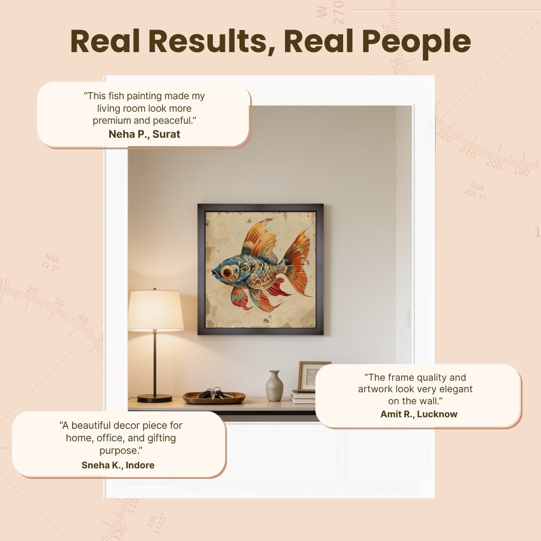Beautiful Fish Painting on Canvas – Vastu & Feng Shui Canvas Print & Framed - plusvalueindia