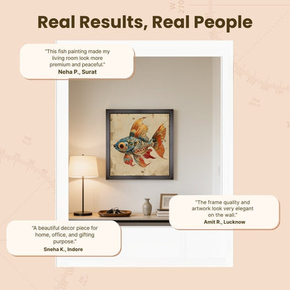 Beautiful Fish Painting on Canvas – Vastu & Feng Shui Canvas Print & Framed - plusvalueindia